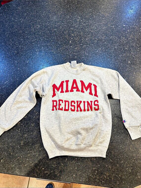 Champion Vintage Miami Redskins Crewneck Sweatshirt Gray & Red Large child size